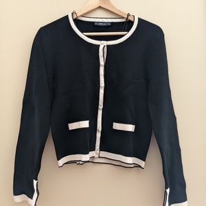 ZARA KNIT Cropped Cardigan (Black) Size M